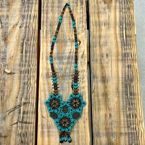 🦚🦚🦚HUICHOL MEXICAN BEADED NECKLACE FOLK ART 🦚🦚🦚